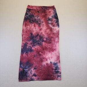 Sundry Tie Dye Maxi Skirt Side Slits Pink Purple Size 1 Small Made In USA